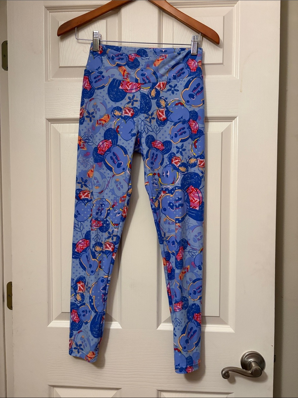 LuLaRoe Blue Kids Floral & Character Pattern Leggings